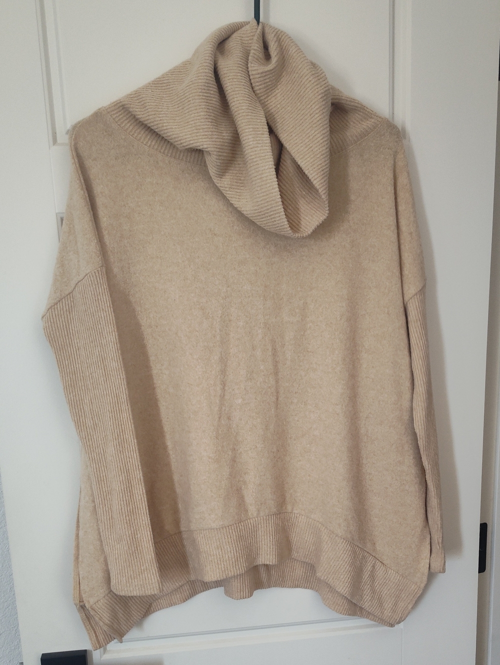 Sweet Romeo Beige Oversized Cowl Neck Sweater